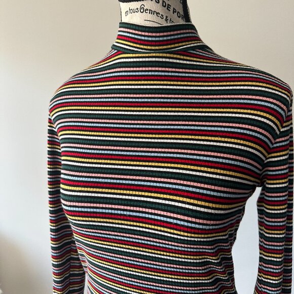 Populart 21 Striped Ribbed Long Sleeve Turtleneck – Multicolor, Size L - Picture 2 of 3
